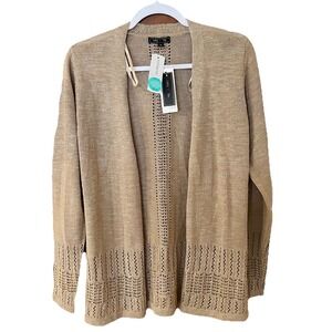 Lety‎ Me NWT Tan Crochet Knit Cardigan Sweater Gift Idea!  Size Med
